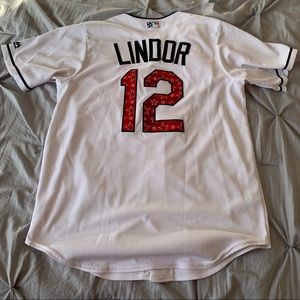 COPY - Majestic Cleveland Indians Stars & Stripes Fransisco Lindor Stitched Jer…